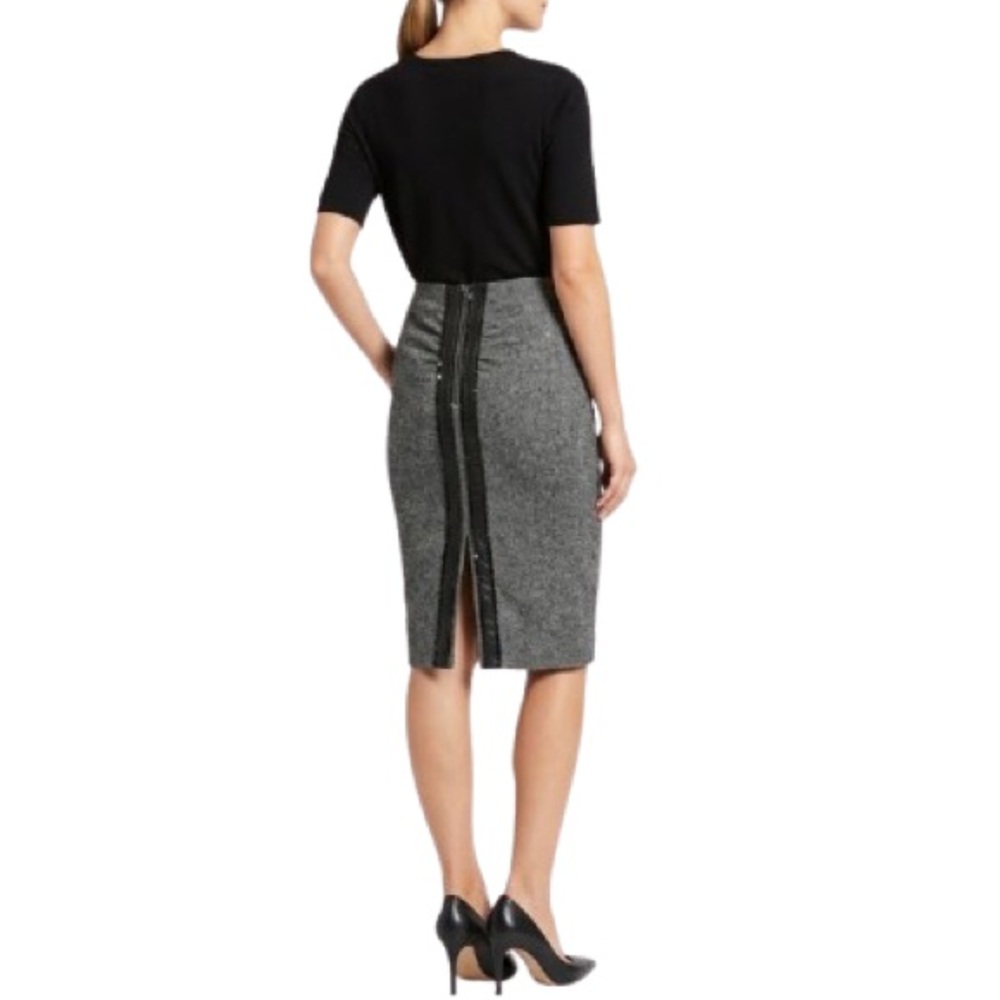 Vintage Y2K Bebe Womens Tweed Lined Pencil Skirt Black & White Grey Size 4 USA